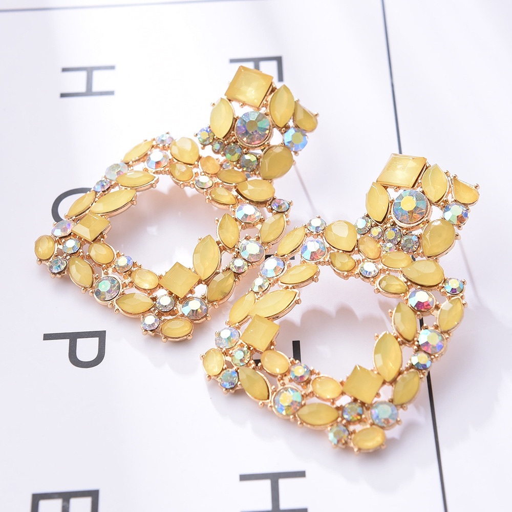 Siona Yellow Rhinestone Earrings